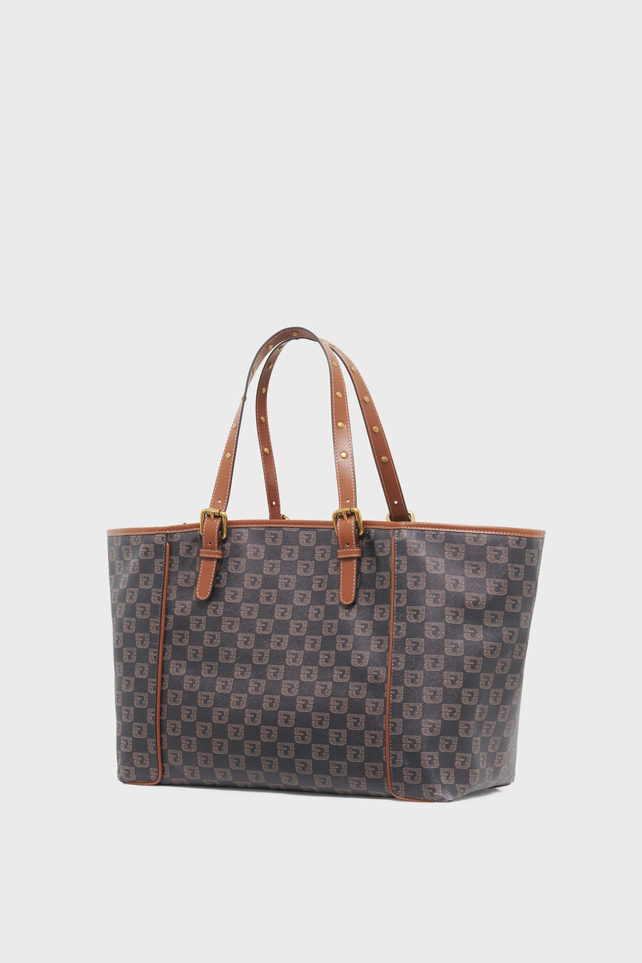 bolso tote de lona revestida con monograma y piel - simple bag