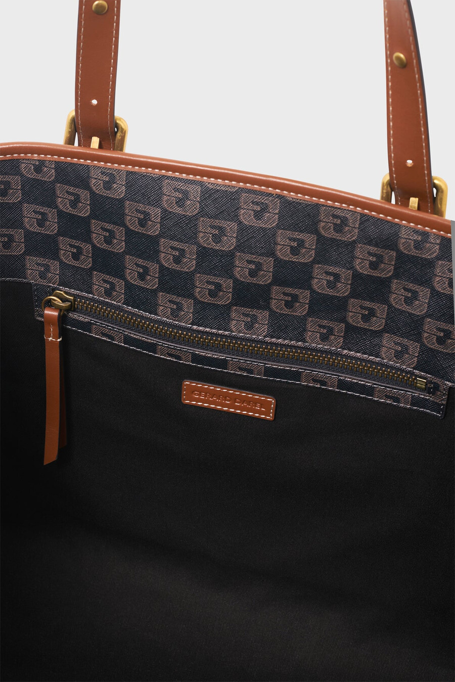 bolso tote de lona revestida con monograma y piel - simple bag