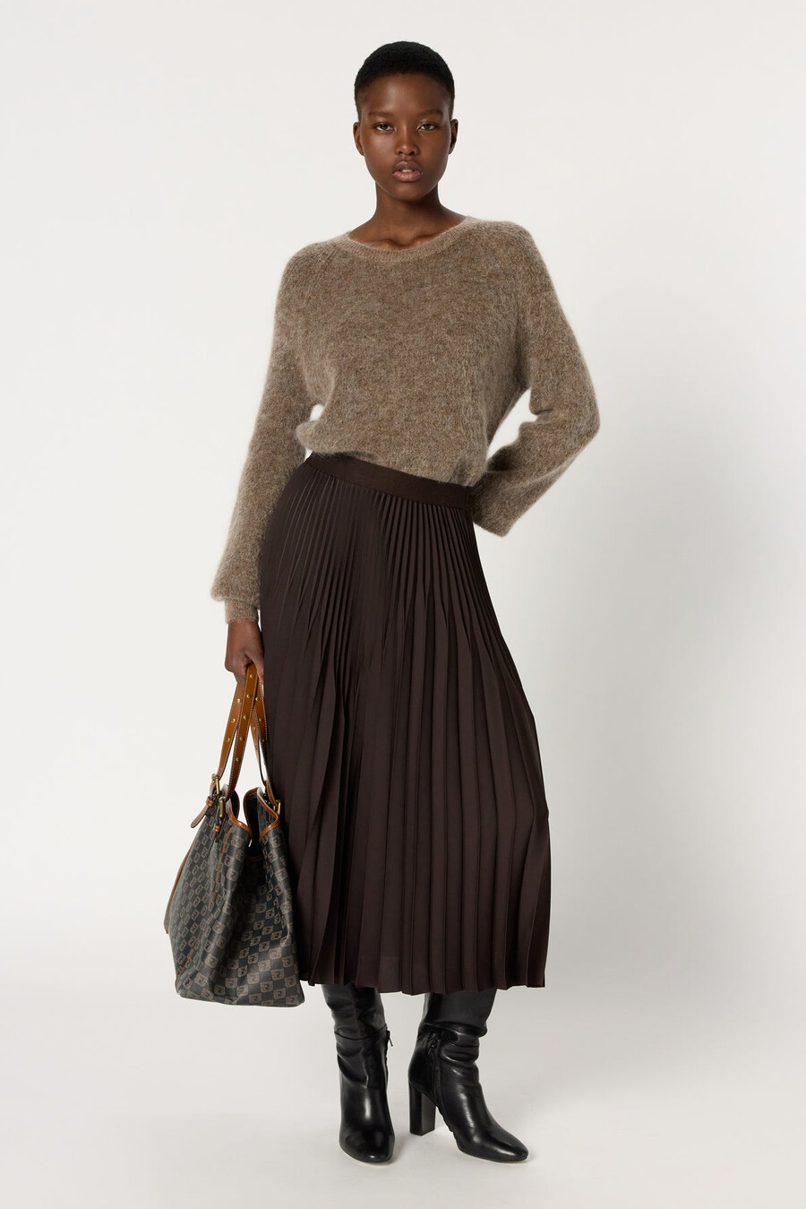 bolso tote de lona revestida con monograma y piel - simple bag