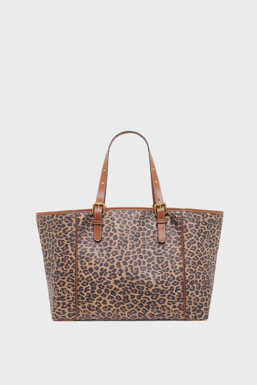 bolso tote de lona revestida de leopardo y piel - simple bag