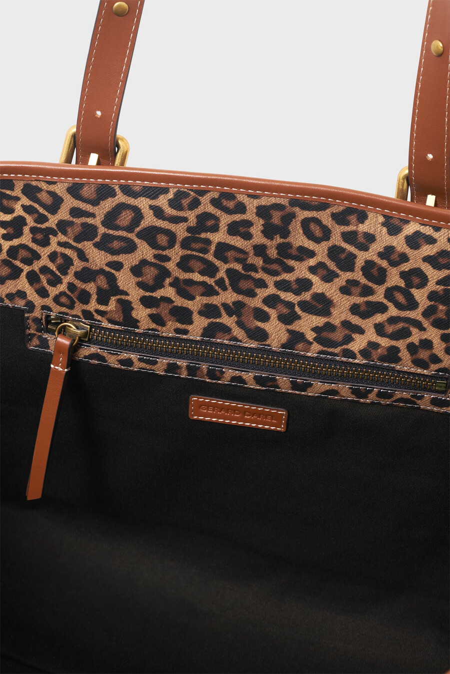 bolso tote de lona revestida de leopardo y piel - simple bag