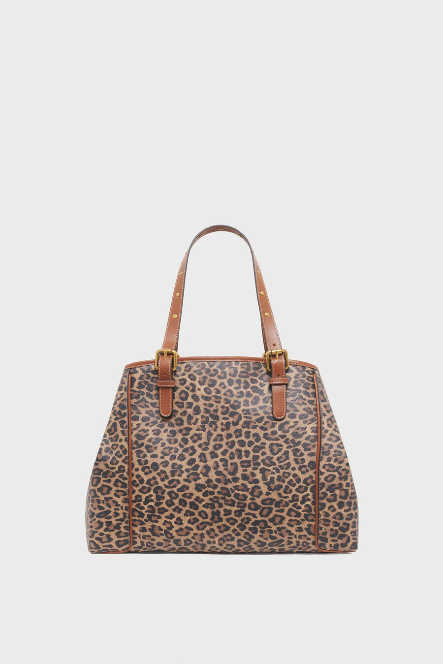 bolso tote de lona revestida de leopardo y piel - simple bag