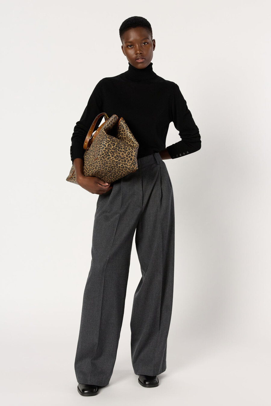 bolso tote de lona revestida de leopardo y piel - simple bag
