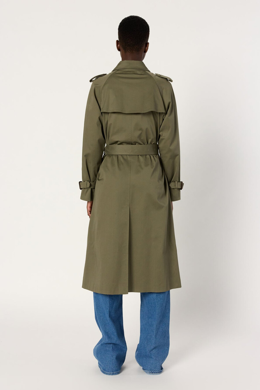 gabardina larga color caqui - serge