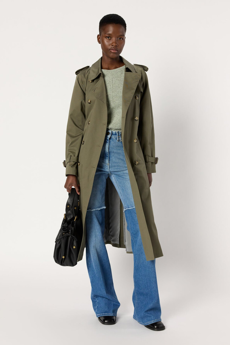gabardina larga color caqui - serge