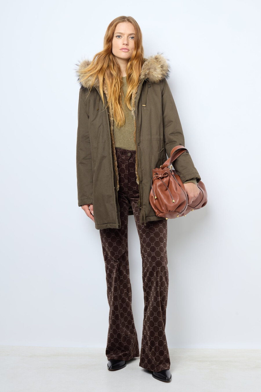 parka acolchada de largo medio con capucha - loucine