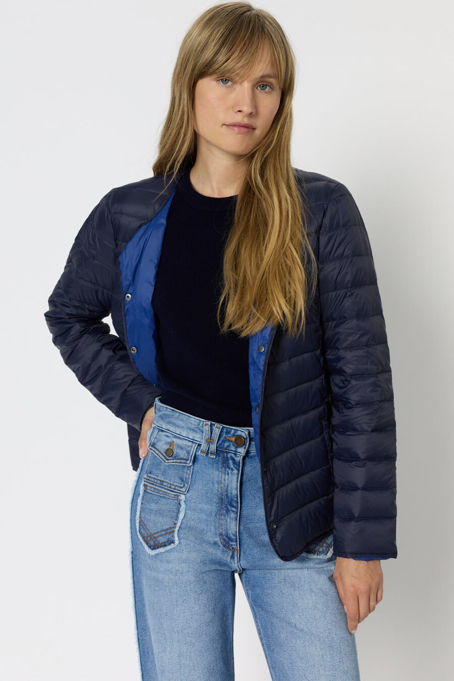 chaqueta corta reversible de plumas - solange