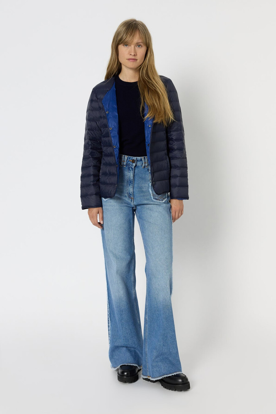 chaqueta corta reversible de plumas - solange