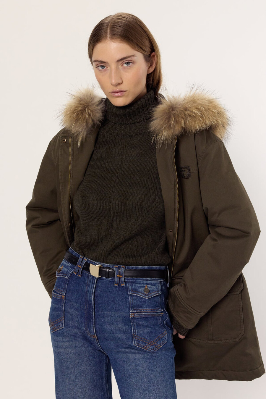 parka de algodón con capucha de pelo - mina