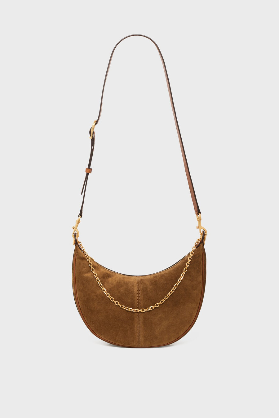 bolso de media luna en piel de ante - le suzanne