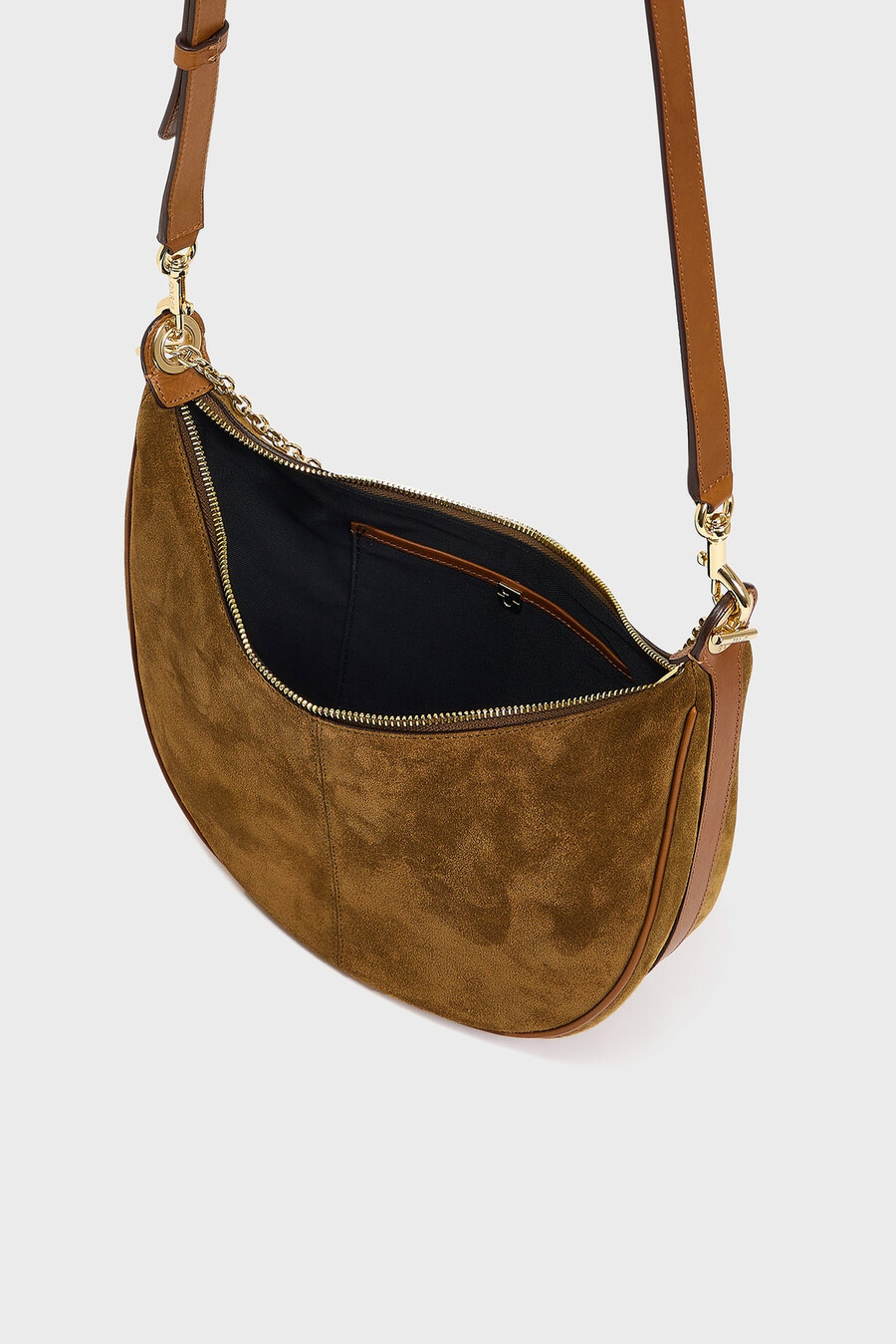 bolso de media luna en piel de ante - le suzanne