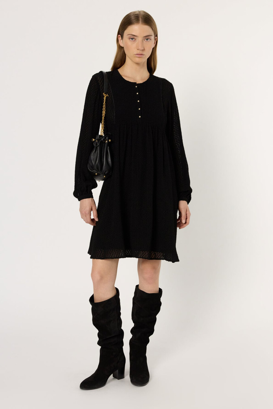 vestido recto de jacquard a cuadros - laetitia