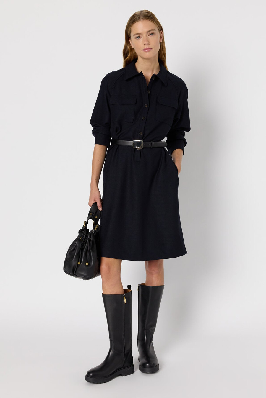 vestido corto con cuello camisero - lea