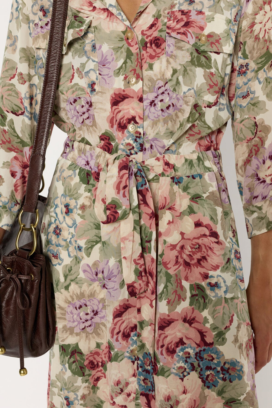 vestido camisero largo con estampado floral - lian