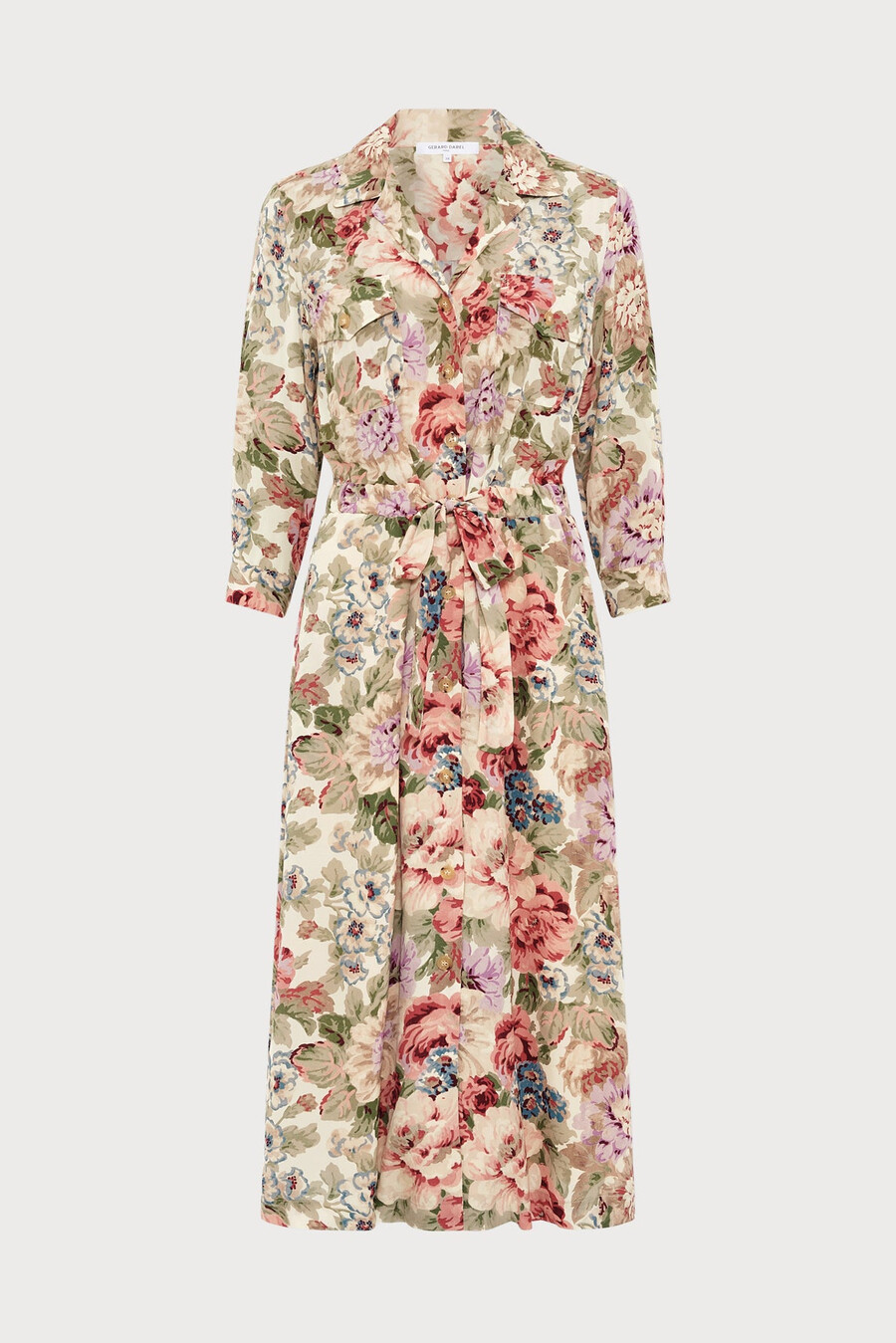 vestido camisero largo con estampado floral - lian