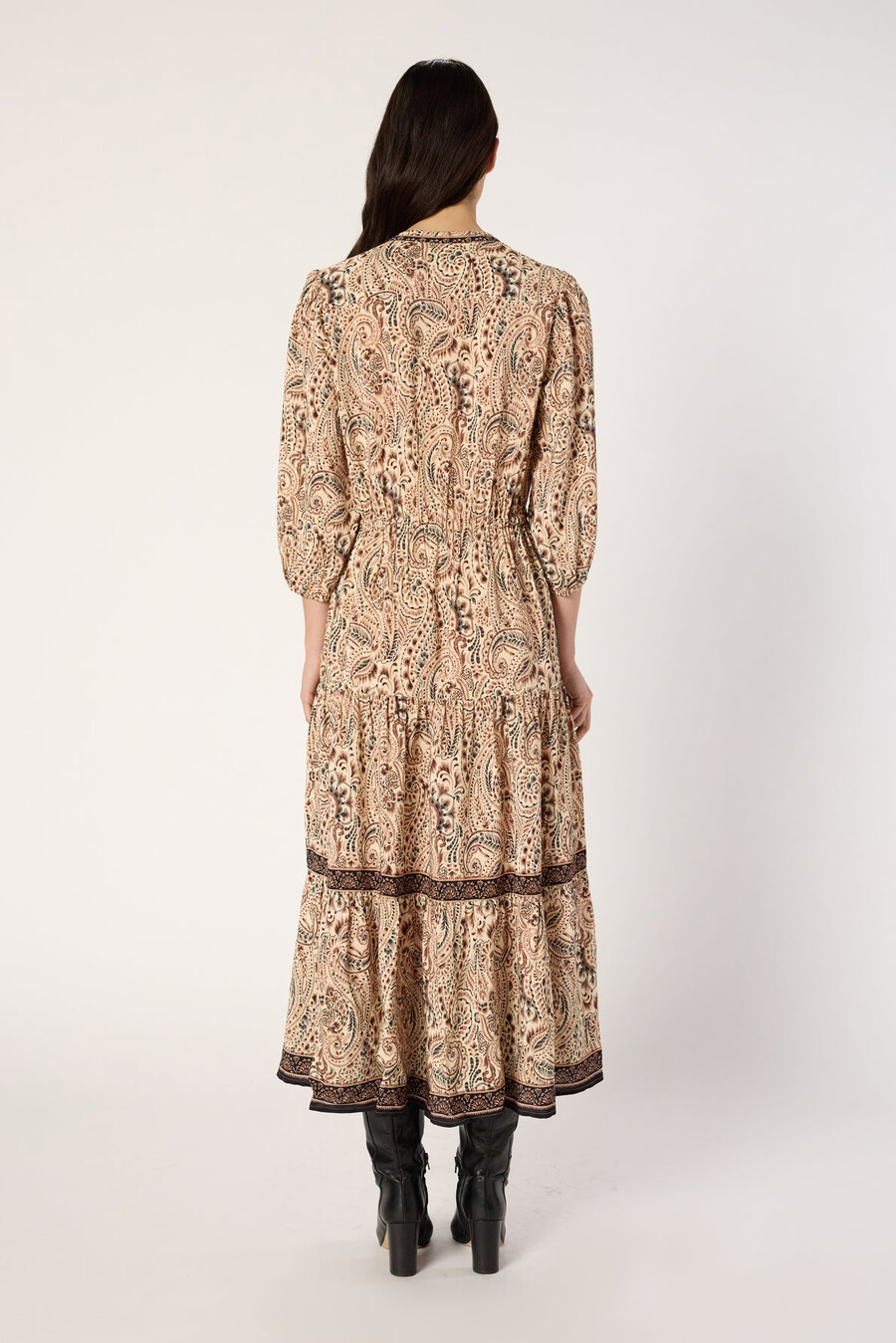 vestido largo con estampado entallado - lyna