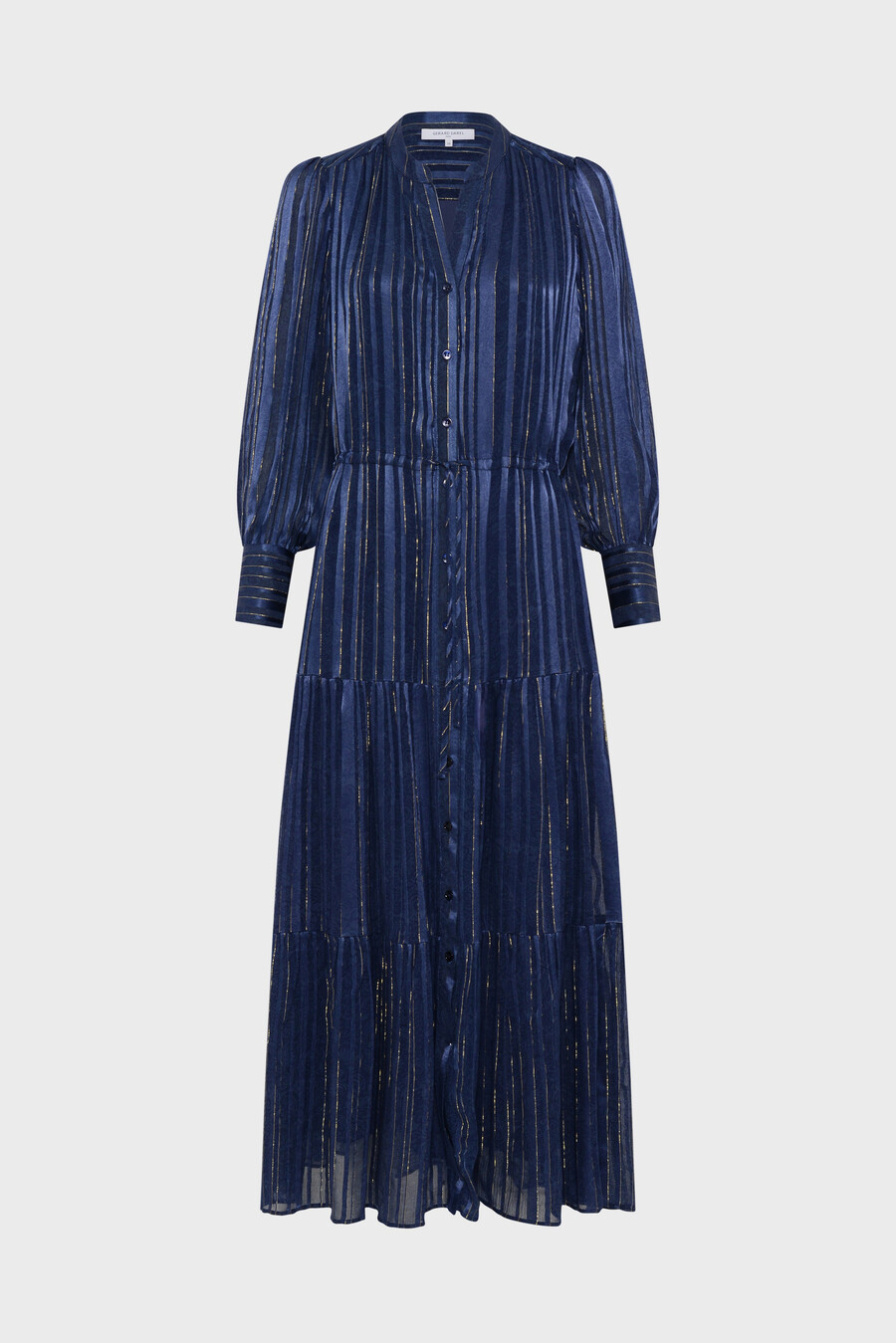 vestido largo de satén con lúrex - lydie
