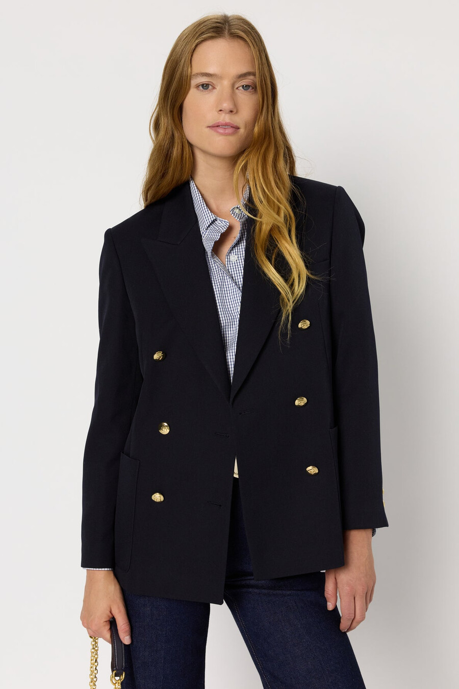 blazer cruzado con botones dorados - romilda