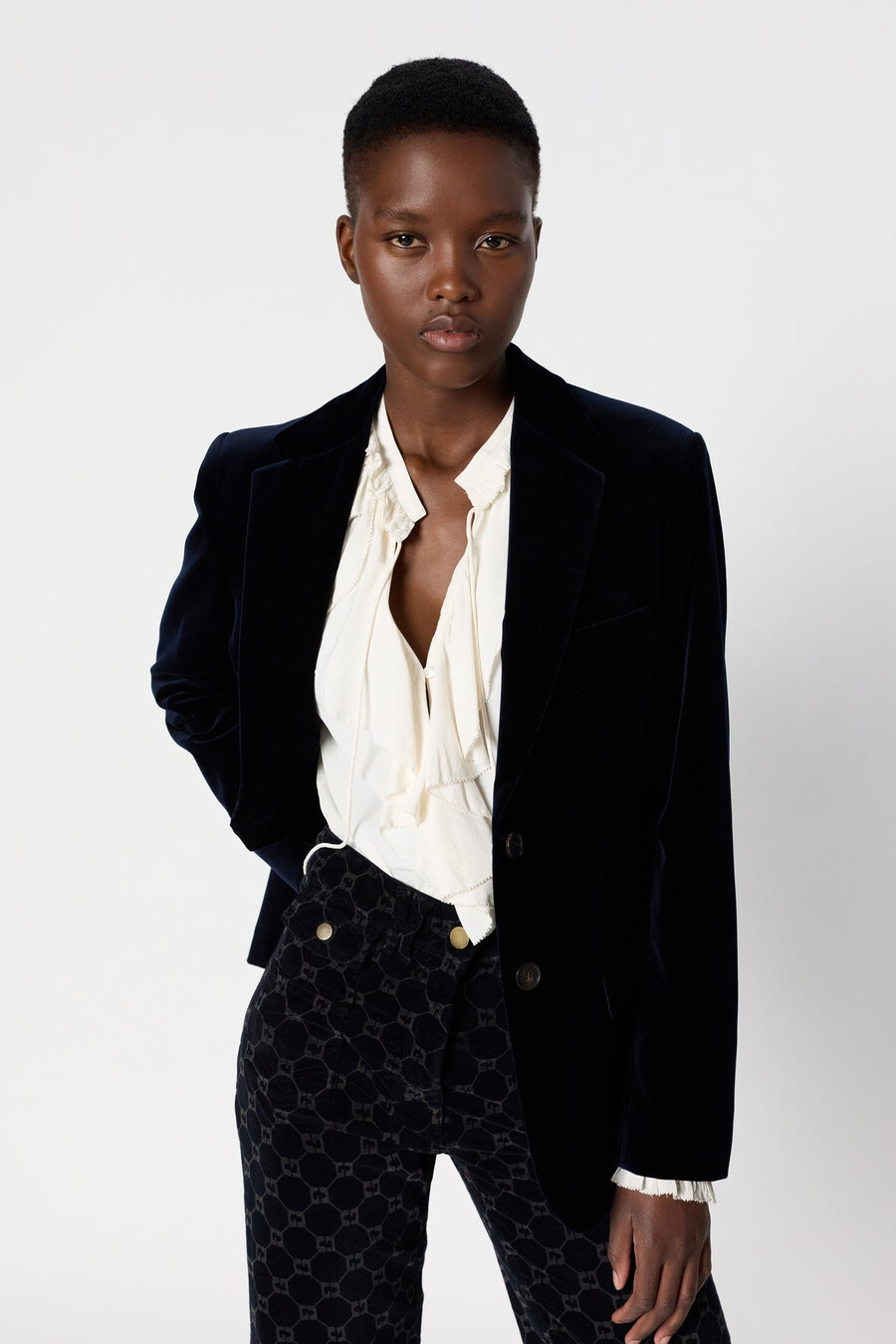 chaqueta de traje de terciopelo - nirina