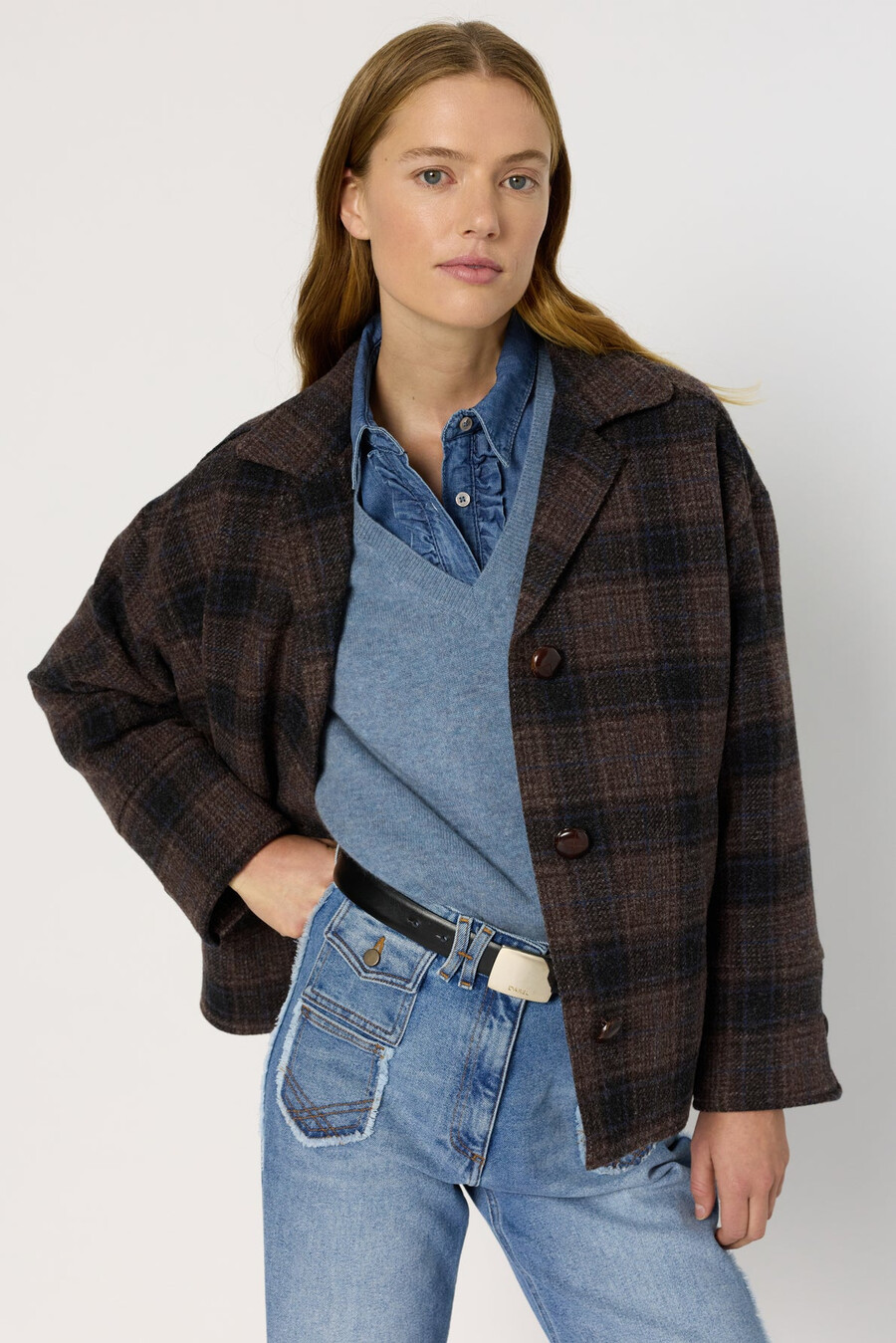 chaqueta de lana a cuadros - nerina