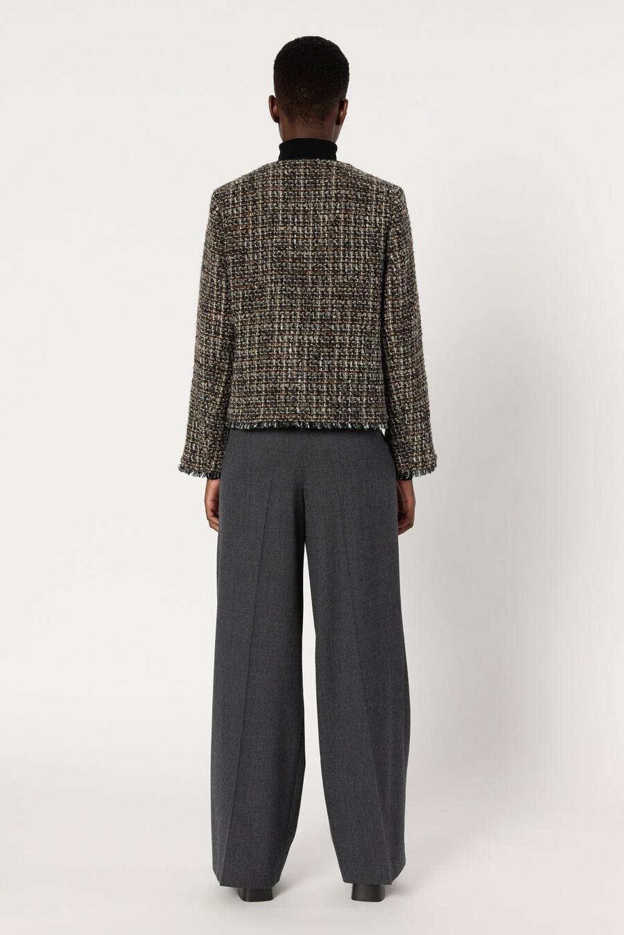 chaqueta de tweed sin cuello - nour