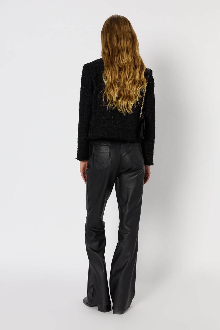 chaqueta sin cuello en tweed liso con lurex - nessa