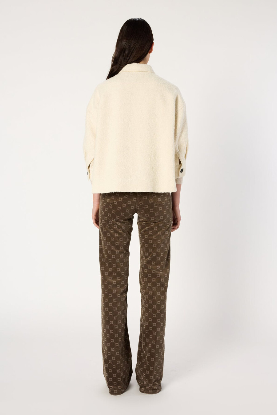 chaqueta de tweed lisa estilo sobrecamisa - ninon
