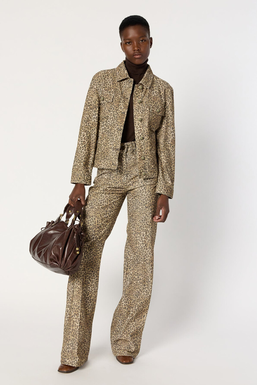 chaqueta corta de pana de leopardo - nerine