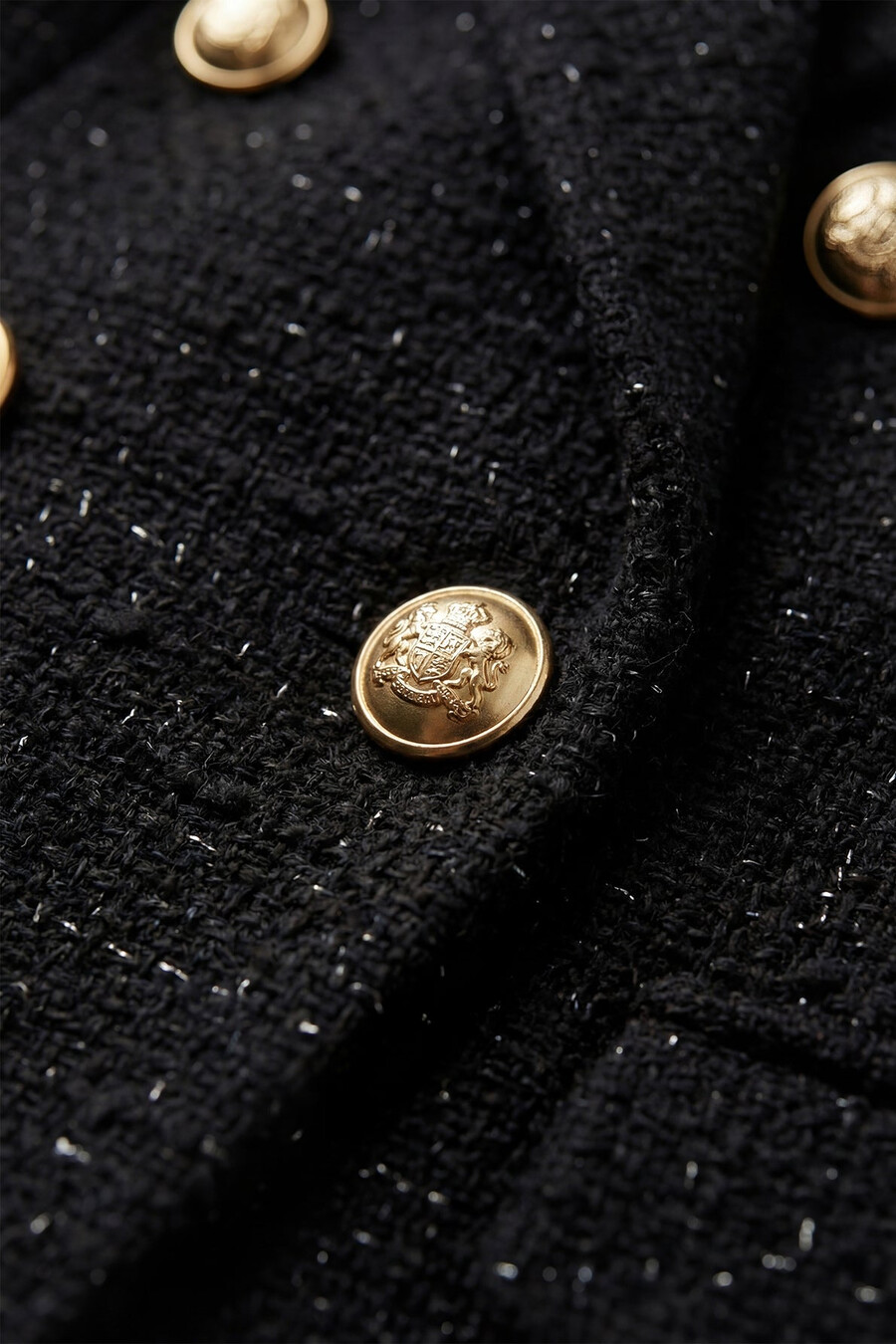 chaqueta cruzada de tweed con lúrex - natania
