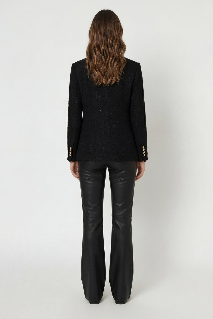 chaqueta cruzada de tweed con lúrex - natania