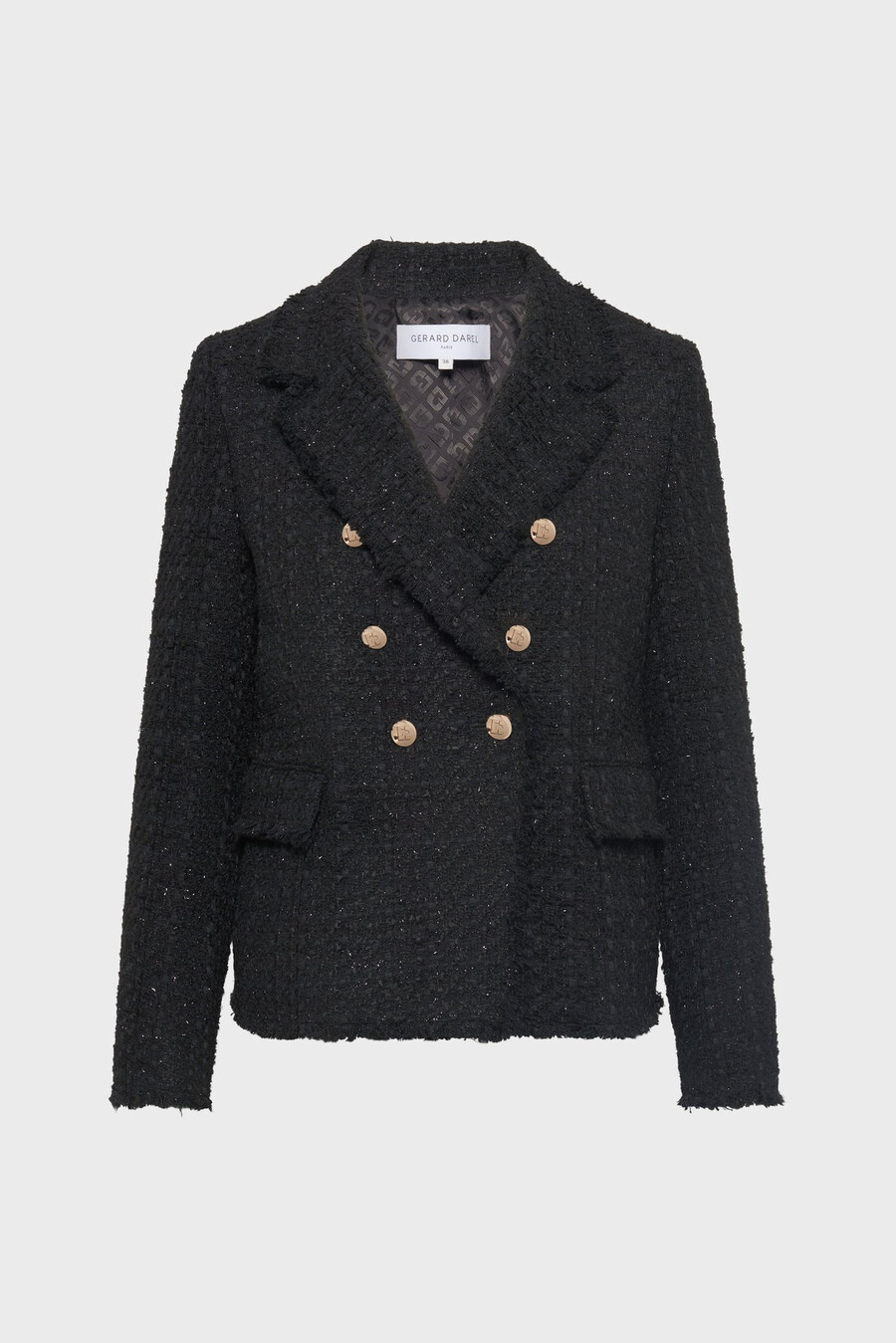 chaqueta cruzada de tweed con lúrex - natania