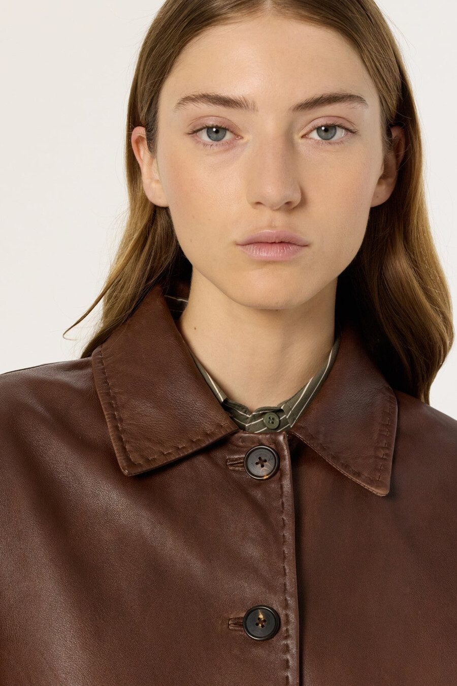 chaqueta larga de cuero - madyson