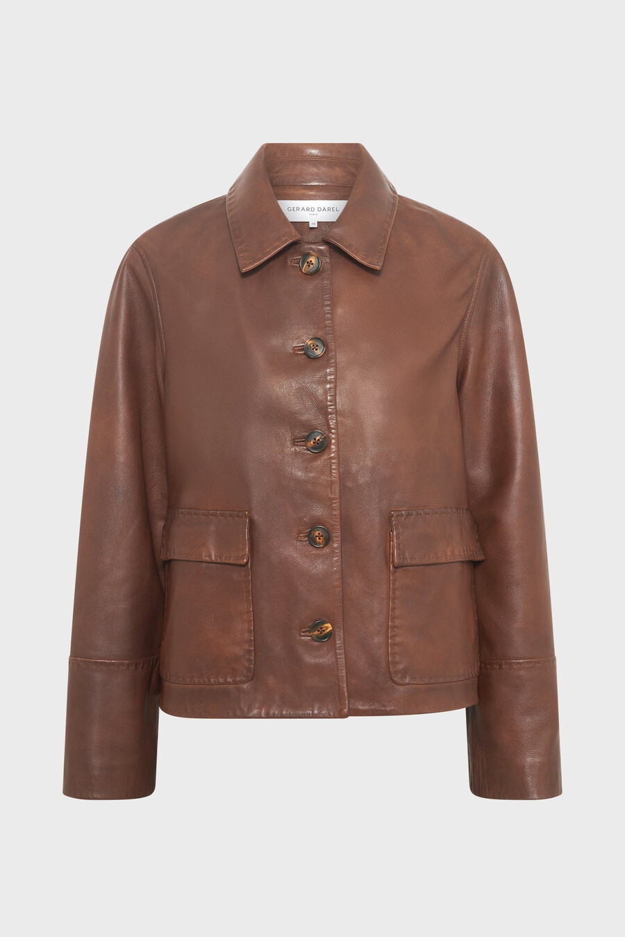chaqueta de piel envejecida de corte recto - naima