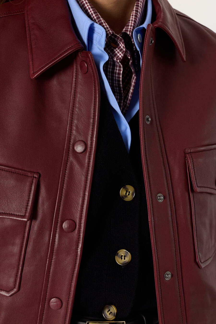 chaqueta de cuero burdeos cropped - noeve