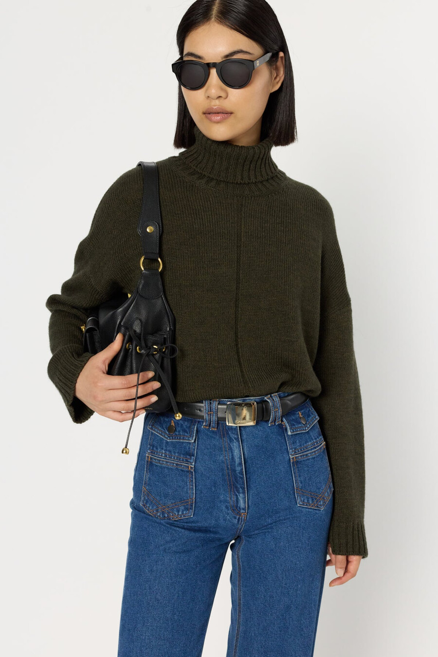 suéter de cuello alto ancho - enid