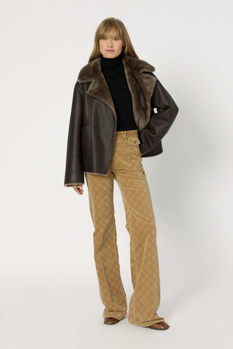 chaqueta biker de piel de oveja - nadia