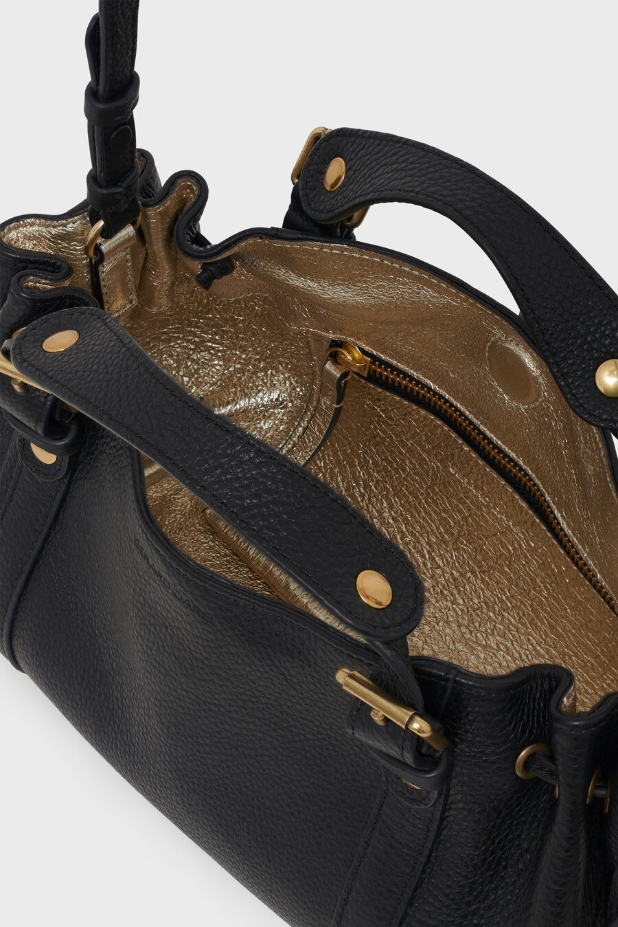mini bolso de mano en piel granulada con interior metalizado - 12h