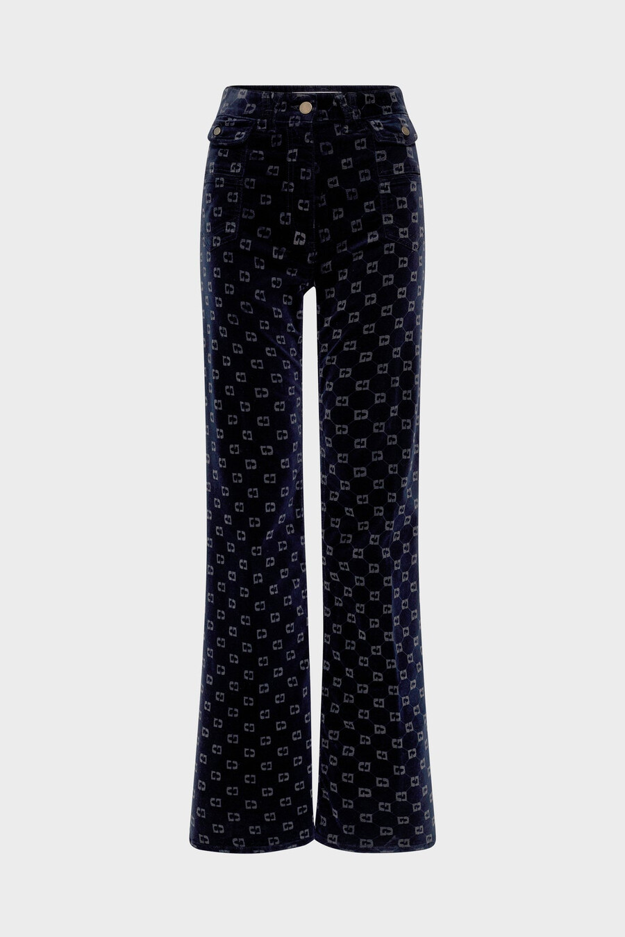pantalones acampanados de terciopelo con monograma - anna