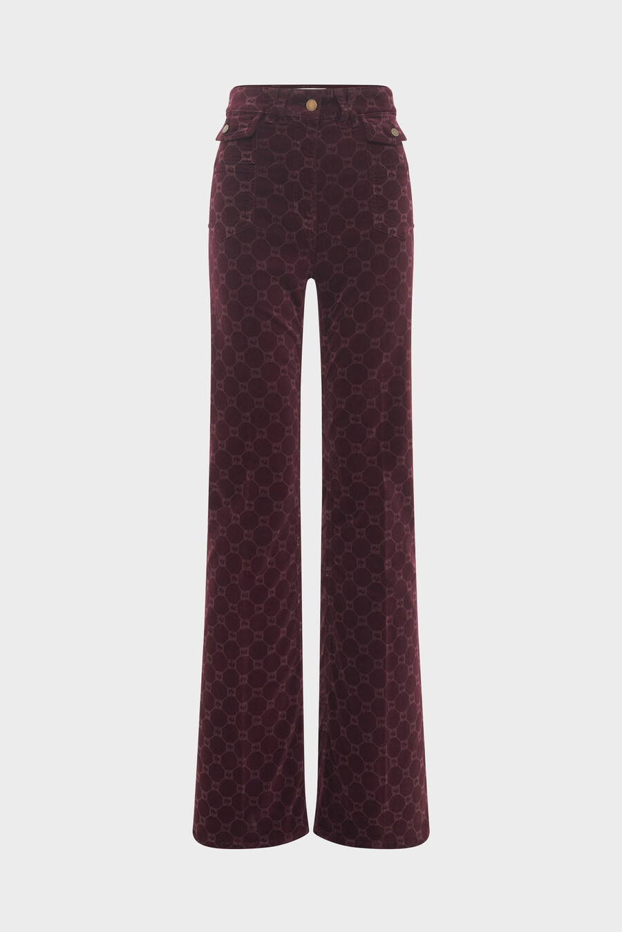 pantalones acampanados de terciopelo con monograma - anna