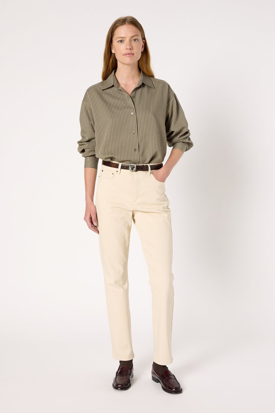 vaqueros rectos beige - carmen