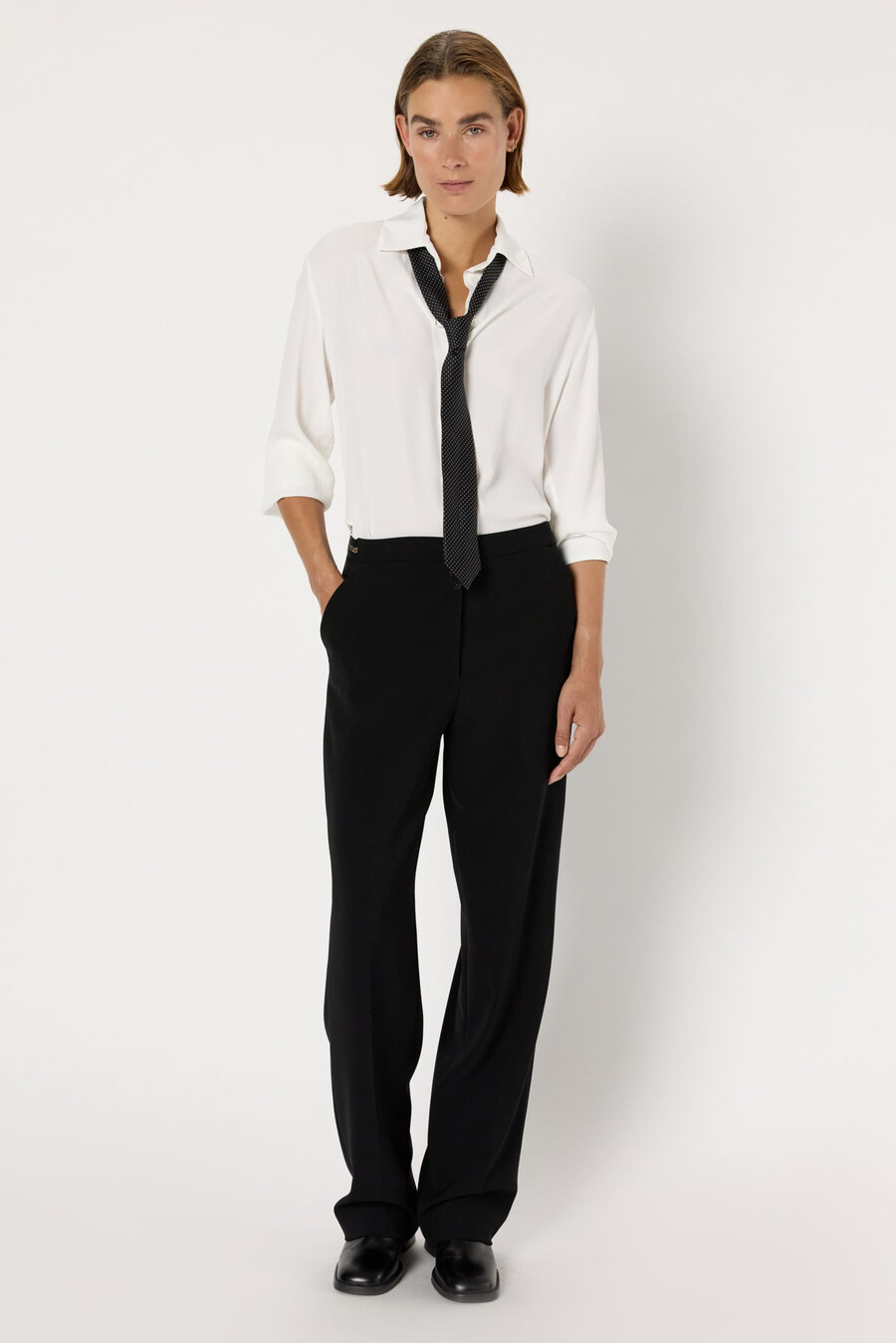 pantalón de traje recto con cintura elástica - cecile