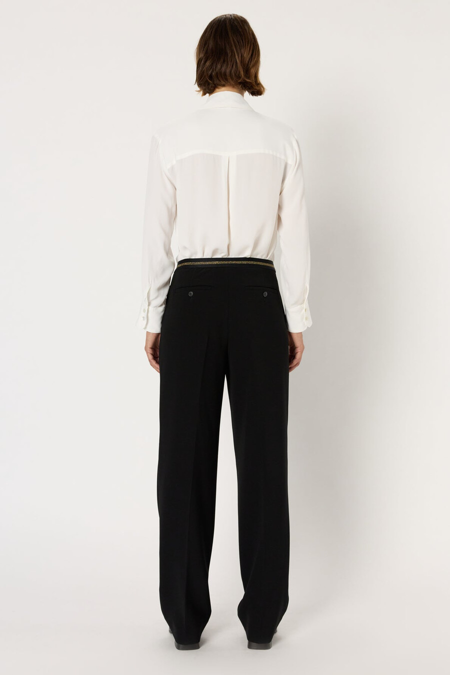 pantalón de traje recto con cintura elástica - cecile