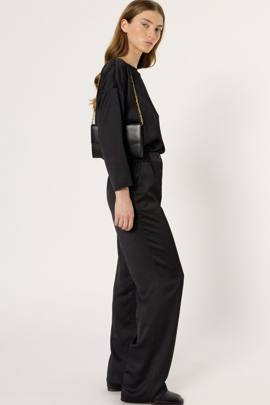 pantalones de satén fluido - candice