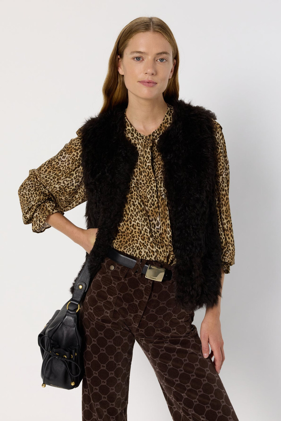 camisa con volantes de leopardo - arletty