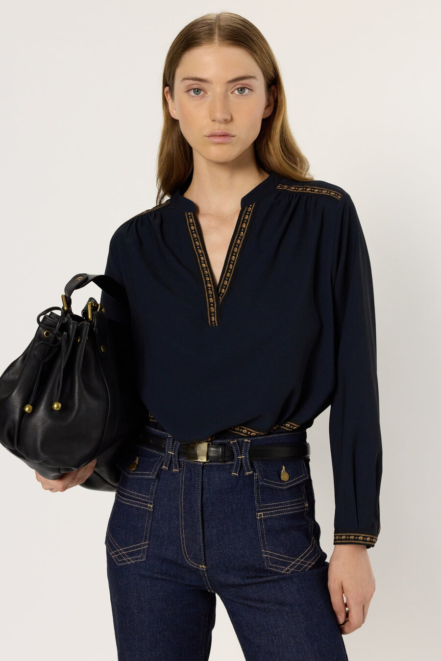 blusa lisa con cenefas - aurelie