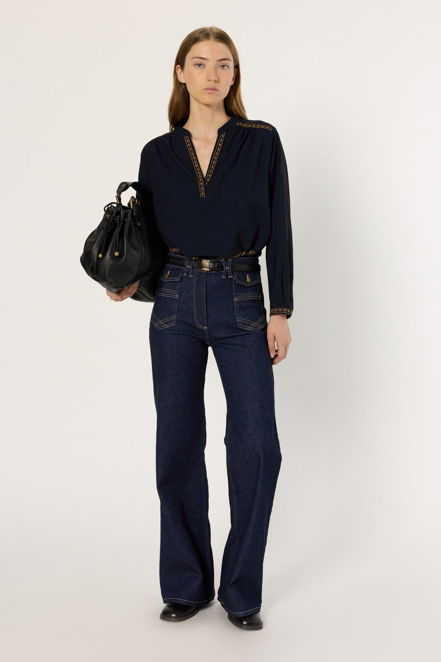 blusa lisa con cenefas - aurelie
