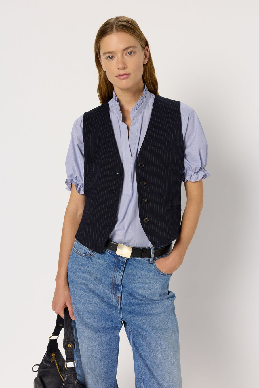 blusa de rayas con volantes - anya