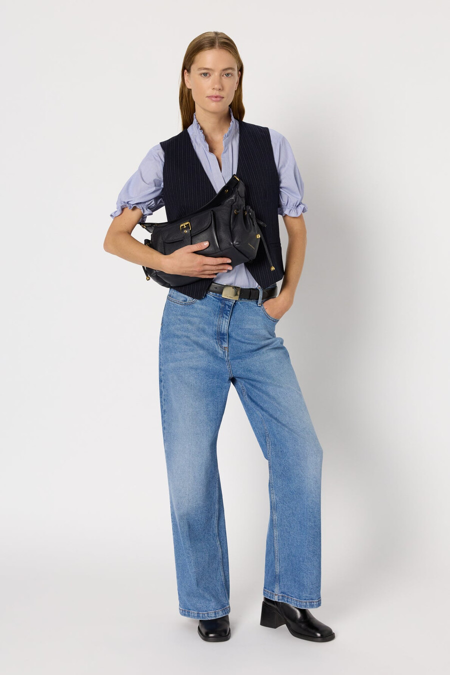 blusa de rayas con volantes - anya