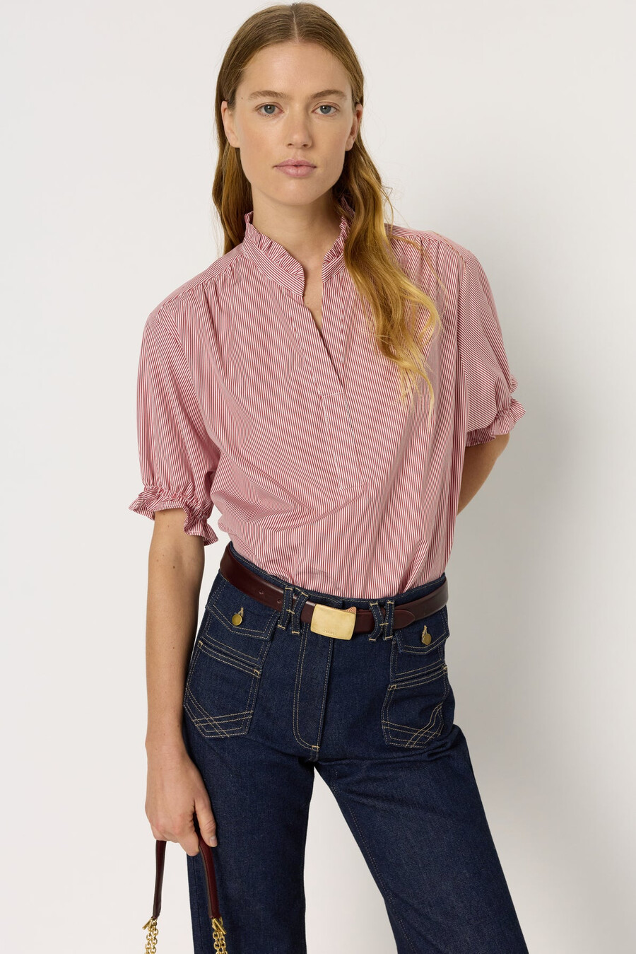 blusa de rayas con volantes - anya