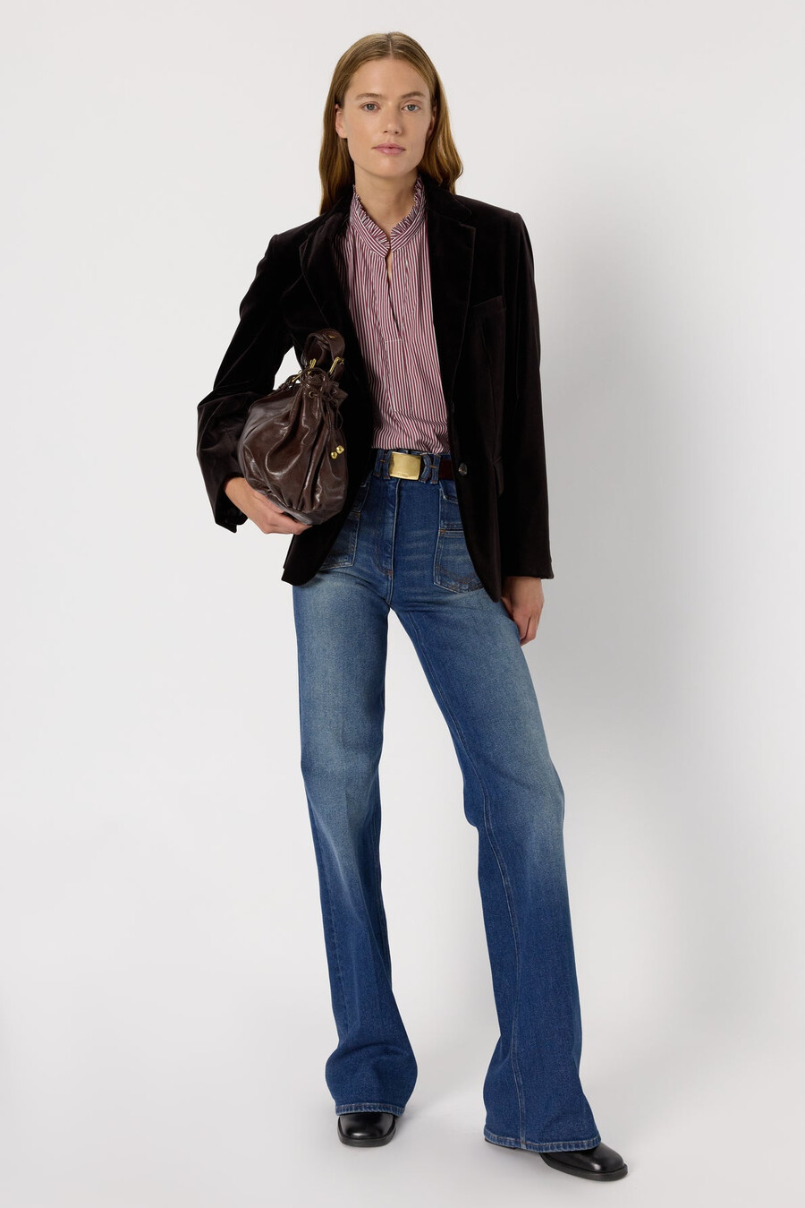 blusa de rayas con volantes - anya